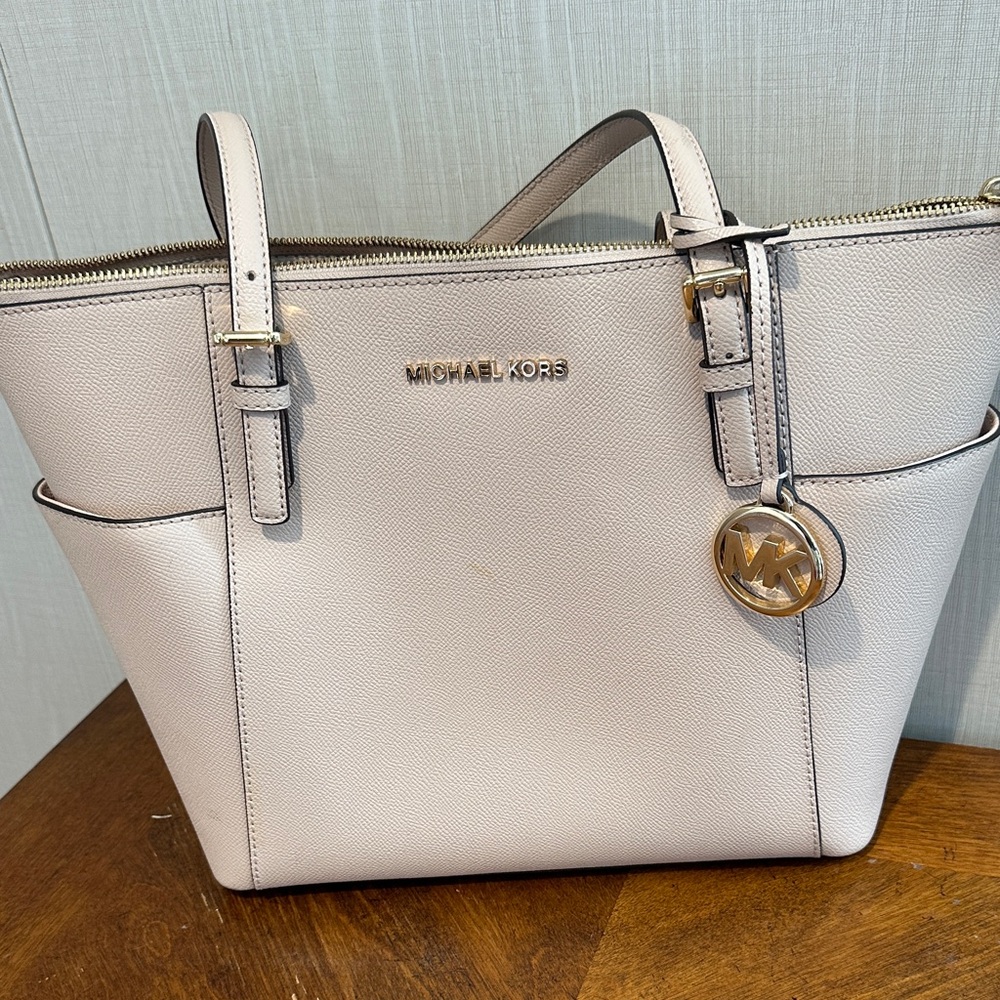 Michael Kors Light Beige/Pink Charlotte Tote Bag